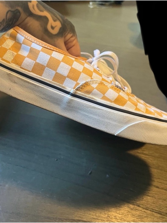 Vans Yellow & White Checkerboard Low-Top Sneakers - Picture 3 of 5